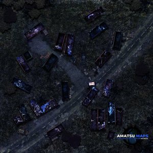 Container Graveyard • a post-apocalyptic battlemap with electrical anomalies 40x40
