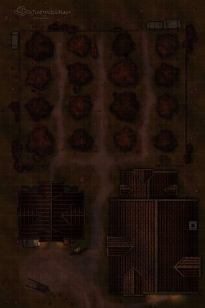 Free Apple Orchard Battlemap 20x30 Day/Night, Autumn, Basic, Horror Versions