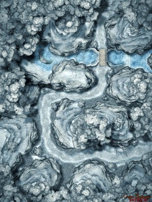 Rocky Forest River [30x40] battle map - 2 versions (winter & summer)