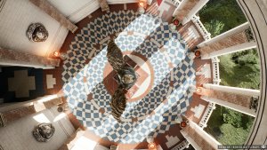 Temple Statue | [Animated Battlemap] [32x18] [120px per Square] [Gridless] [3D Rendered] [OC] | Beneos Battlemaps