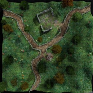 TUMBLEDOWN PATH (32x32) - I'm half-expecting Postman Pat's little red van to drive down the road. (Free day & night maps plus 1000+ more freebies!)