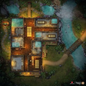 Bath House - Night - 25x25