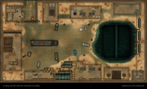 a day at the secret research facility – ground floor [desert variant] [48x29] [abandoned version] + roof + floorplan