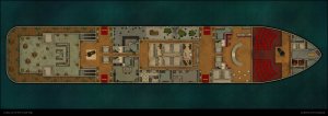 a day on the cruise ship - multi level map (deck -1 to deck 3 as abandoned variant & deck 4 to 7 + roof as modern variant) + floorplan handouts [99x35]