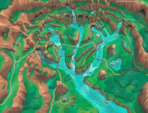 The Winding Valley: A hand-drawn region map and six matching battlemaps made in DD