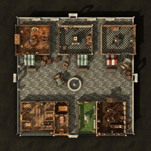 I made a free 5-map fantasy market pack — Market Square + Tavern, Blacksmith, Magic Shop & General Store