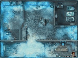 We can survive the blizzard in here! Look, there is even a nice fire burning and strong sturdy doors!
