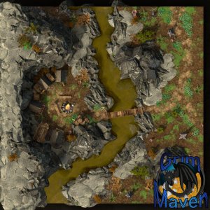 "Sheltered camp"(32x32) does the rock protect you or your quarry? Either way approach wisely!