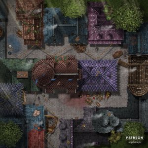Obstacle Alley [battlemap] from Angela Maps - Are you escaping through this dangerous alley, or chasing someone else? 3 versions! [animated] [art]