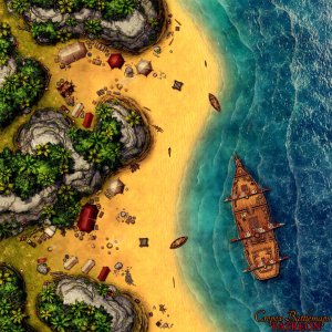 Shipwreck Beach Camp 50x50 battle map
