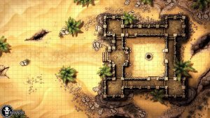 Desert Fort 48x27 Battlemap by Runebear Cartography