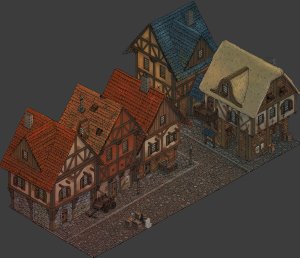 Isometric town street