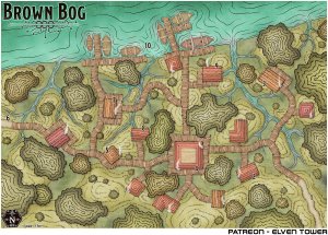 Brown Bog - Small town map - You can feel the general vibe and the kind of NPCs that you're going to meet here just by looking at the map.
