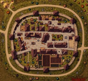 Fortified Medieval Town 78x72 battle map (3 versions - winter, summer and autumn variants)
