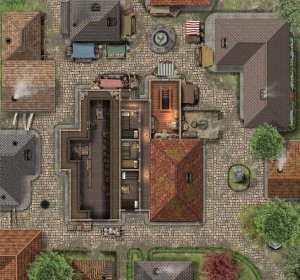 [OC] Squeezed Eel Inn, a 4-Level Dense Urban Tavern & Underground Maze [30x28]