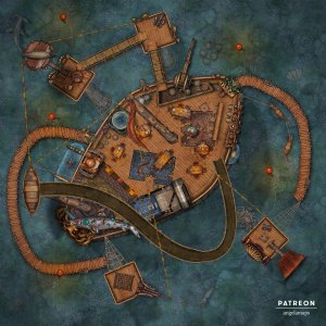 Wacky Pirate Base [battlemap] from Angela Maps - 3 versions! [art]