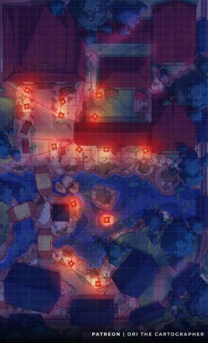 Japanese Castle Grounds:  Night [28x46][NoAI] | Ori the Carto