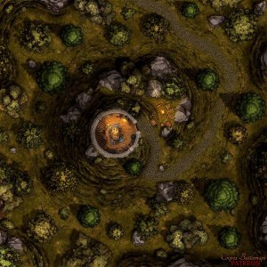 Guard Tower 30x30 battle map & scene (Red Sun Art & Cropox Battlemaps)