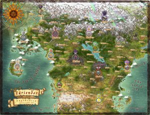 Eäriendor, Continent of Gnythraica — the first in a series of maps of the same style in which I  focus on a specific region of my world map
