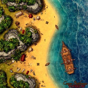 Shipwreck Beach Camp 50x50 battle map