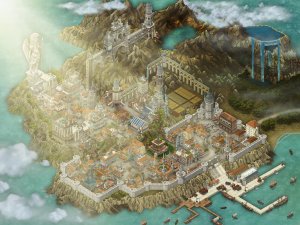 Bright City – Built almost entirely from custom-designed buildings using Inkarnate (WIP)