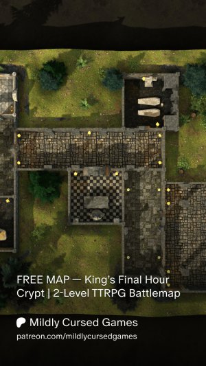 FREE] King’s Final Hour Crypt — 2-Level Fantasy/Horror Battlemap