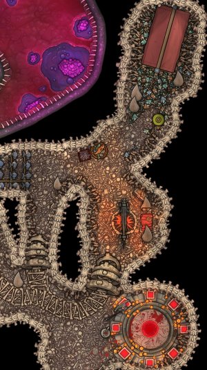 The Death God's Heart [64 x 128] with 5E Adventure by Kelfecil's Tales, Tokens by Dusky Cat & Dungeon Archive, and Scene by Red Sun Art