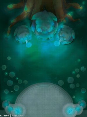 Patient statues of toads lying in wait [35x47]