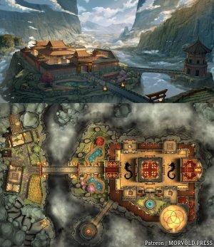 Golden Dragon Monastery & Village & Scene [120 x 80]