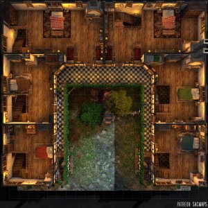 COURTYARD HOUSES (22x22) - 6 multilevel houses + courtyard - Free day & night maps, plus hundreds more free maps!