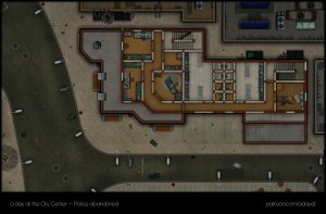 I wonder what kind of useful loot we might find in this abandoned police station! - A day at the city center - Police Station - 4 Level - abandoned variant [32x21] + Floorplan Handouts