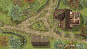 [OC] The Lucky Toss Inn – A crossroads tavern where the barkeep flips a coin to determine your dinner (and your room number). [35x20]