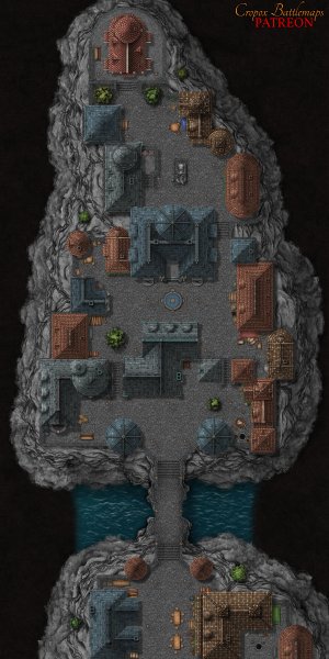 City Bridge [40x80] Battle Map (2 Versions: Before & After Attack)