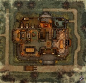 Victorian Haunted House Battle Map 30x29