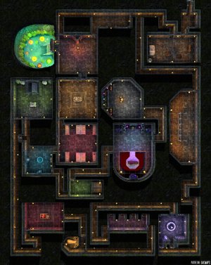 The dungeon leads to five chests. Choose wisely. - DUNGEON OF DECISION (39x49, free light & dark maps + hundreds more!)