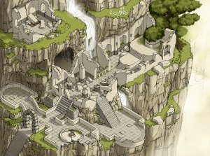 Cliffside Temple Ruin [62x46 Ext] [54x36 Int] - (Challenge Map)