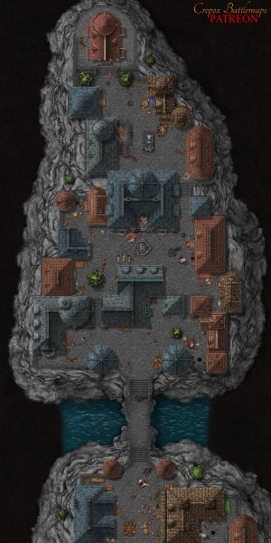 City Bridge [40x80] Battle Map (2 Versions: Before & After Attack)