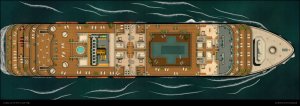 a day on the cruise ship - multi level map (deck -1 to deck 3 as abandoned variant & deck 4 to 7 + roof as modern variant) + floorplan handouts [99x35]