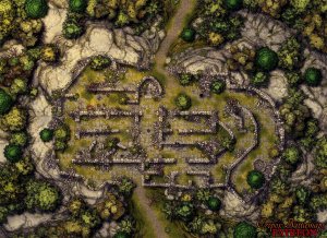 Forsaken Bastion 55x40 battle map & scene (Cropox Battlemaps & Red Sun Art)