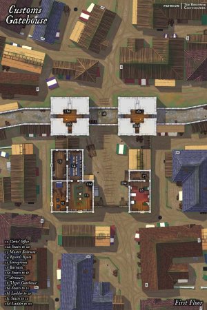Customs Gatehouse - 40x60 - Dungeon Map - Drawn in Procreate and PS -RC