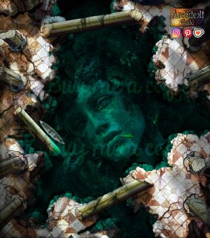 Sunken Goddess (grid and gridless rpg fantasy map)