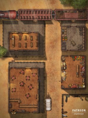 Wild West [battlemap] from Angela Maps - 2 versions! [art]