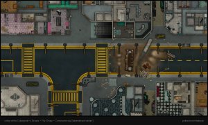 Just wanted to share are all free map releases I made for my cyberpunk-y streets content pack: Slums & construction [aband.], Bridge & Garage [modern] [48x29] + Night market [60x48, modern] & Casino [70x62, modern] & Corporate Plaza [60x77, modern] in the