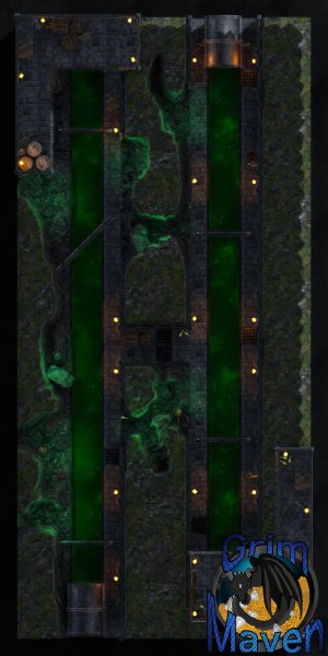 "Sewer Run"(18x38) two level Sewer system map! What happens in the dark, the dank and the dirty?