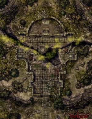 The Broken Temple 27x35 battle map