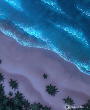 [OC] Hosting the beach episode for your party? The Desert Island battlemap has you covered! [18x22]