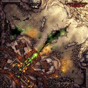 The Mad Mage’s Cannon – Arcane Blastforge Gunpit (40x40) battle map