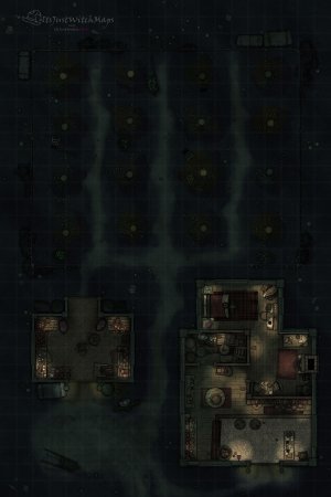 Free Apple Orchard Battlemap 20x30 Day/Night, Autumn, Basic, Horror Versions