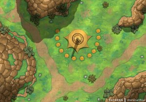 The Winding Valley: A hand-drawn region map and six matching battlemaps made in DD
