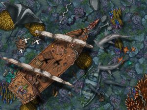 Pirate ship with prisoners